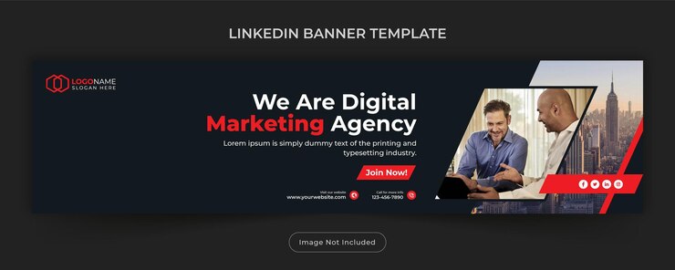 Vecteur modèle de bannière linkedin de marketing numérique d'entreprise
