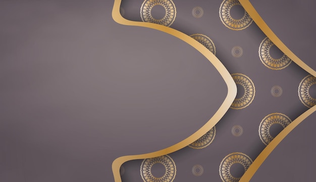 Modèle de bannière marron avec motif mandala en or et place pour le logo ou le texte
