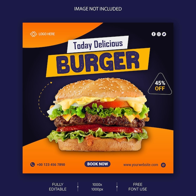 Modèle de bannière de médias sociaux burger