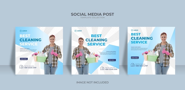Modèle de bannière de médias sociaux de conception de service de nettoyage