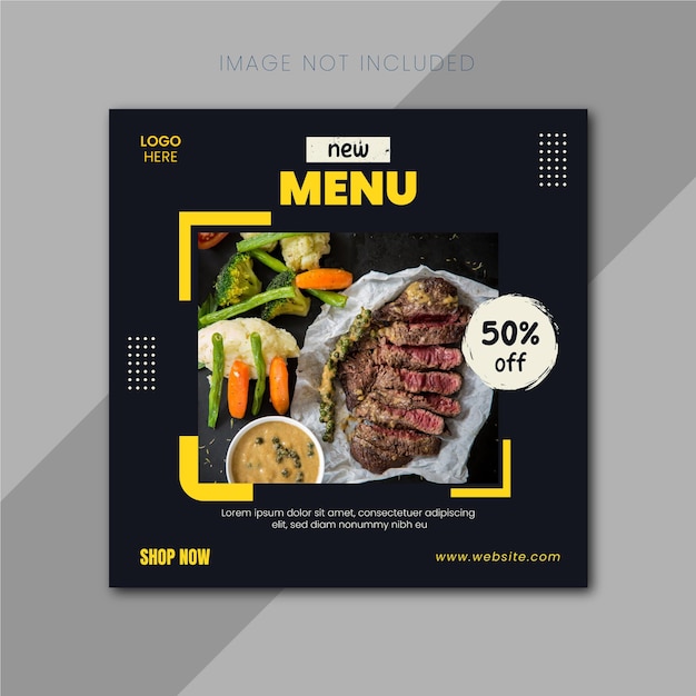 Modèle de bannière de médias sociaux de menu alimentaire et de restaurant