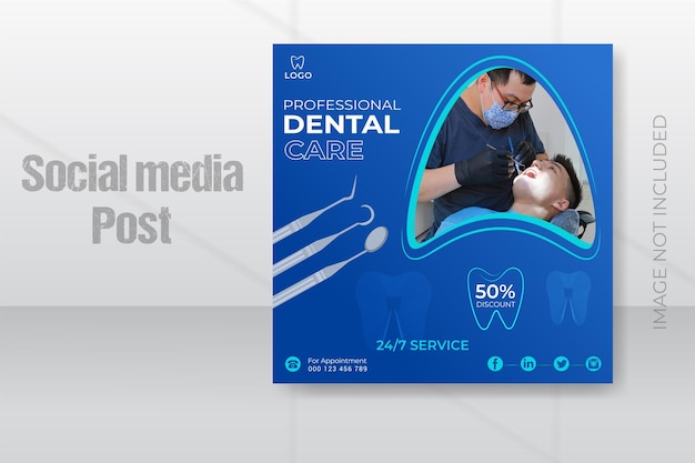 Modèle de bannière de médias sociaux pour dentiste et soins de santé