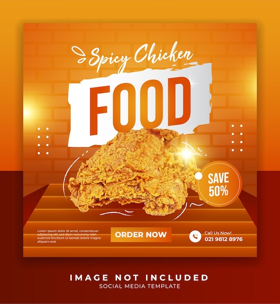 Modèle de bannière de médias sociaux pour la promotion du menu de poulet frit