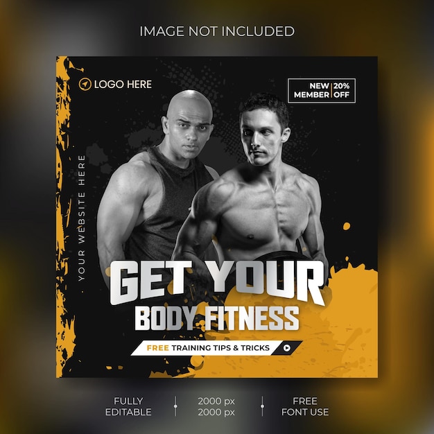Modèle de bannière de médias sociaux de remise en forme Vector Premium