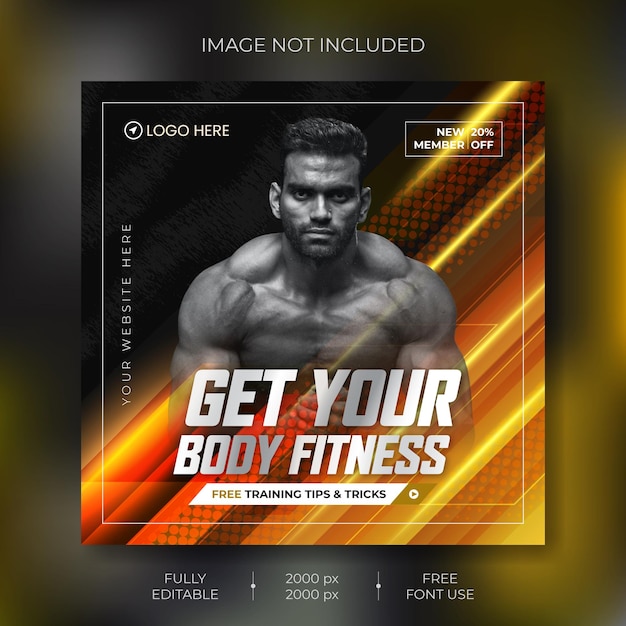 Modèle de bannière de médias sociaux de remise en forme Vector Premium