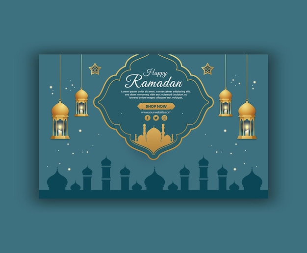 Le modèle de bannière des médias sociaux de Vector Happy Ramadan Kareem