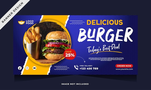 Vecteur modèle de bannière de menu alimentaire pour la publicité de vente de promotion de médias sociaux de restaurant