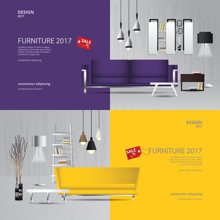 Vecteur modèle de bannière mobilier vente design