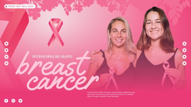 modèle de bannière numérique de salutation de la journée internationale contre le cancer du sein