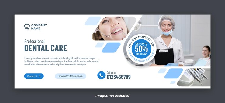 Modèle de bannière de photo de couverture facebook de services de soins dentaires
