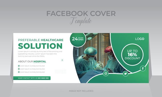 Modèle De Bannière De Photo De Couverture De Médias Sociaux De Solution De Soins De Santé Adapté à L'hôpital Et à La Clinique