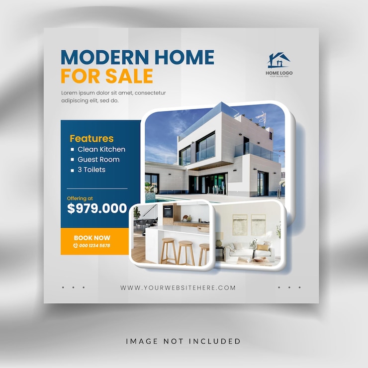 Modèle de bannière de promotion de maison de poste de médias sociaux carrés immobiliers