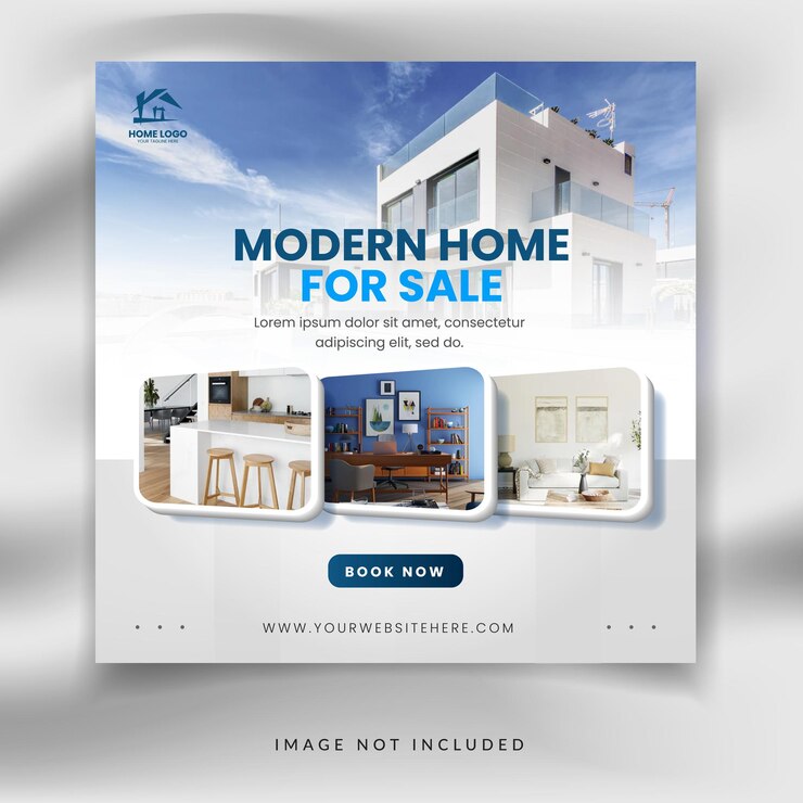 Modèle de bannière de promotion de maison de poste de médias sociaux carrés immobiliers