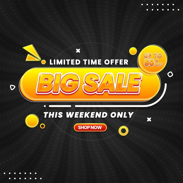 Modèle de bannière promotionnelle de super vente vibrante avec des effets d'éclairage