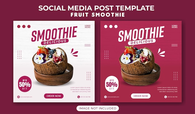 Modèle De Bannière De Publication Instagram De Médias Sociaux De Dessert Ou De Smoothie Aux Fruits