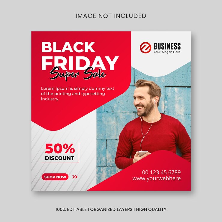 Vecteur modèle de bannière de publication instagram sur les médias sociaux de vente de mode de balck friday