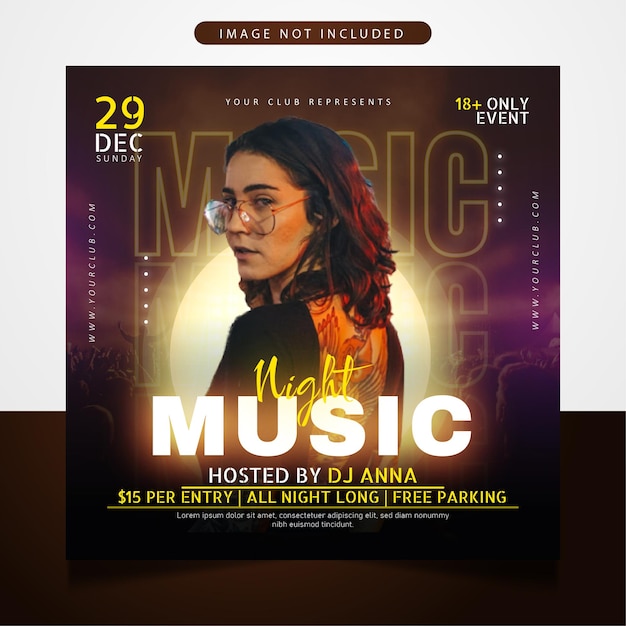 Modèle de bannière de publication sur les médias sociaux Dj Music Party