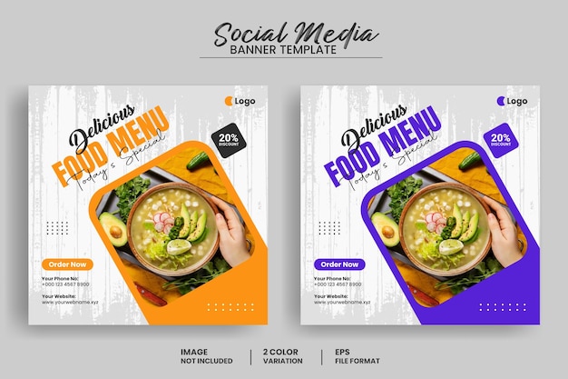 Modèle de bannière de publication de médias sociaux de menu de nourriture délicieuse et modèle Instagram