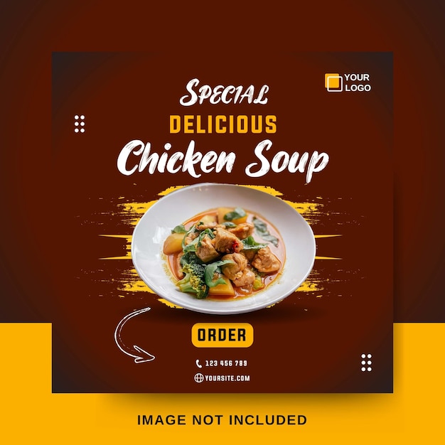 Modèle de bannière de publication sur les réseaux sociaux pour le restaurant de viande de poulet