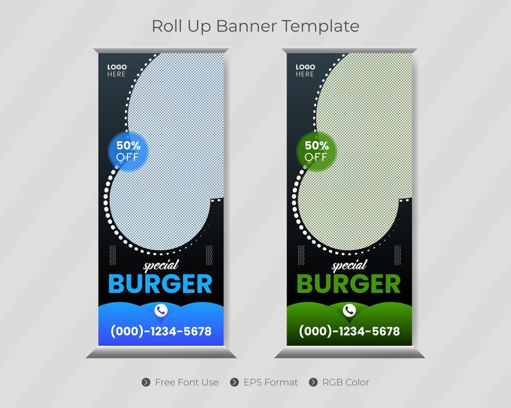 Modèle de bannière roll up alimentaire avec conception de couverture de restaurant pour les entreprises