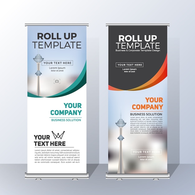 Vecteur modèle de bannière de roll up vertical pour l'annonce et la publicité