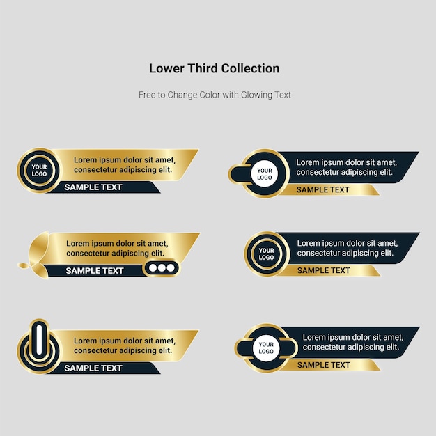 Vecteur modèle de bannière de tiers inférieur moderne géométrique doré