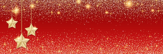 Modèle De Bannière De Vecteur De Noël Et Du Nouvel An Fond De Vecteur Dégradé Rouge Avec Des étoiles Et Des Paillettes