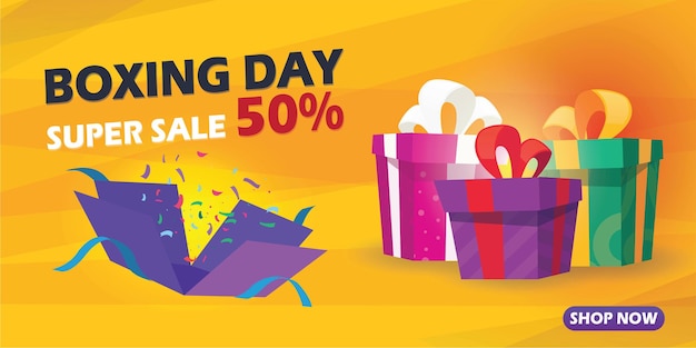 Modèle Bannière De Vente Boxing Day Horizontal