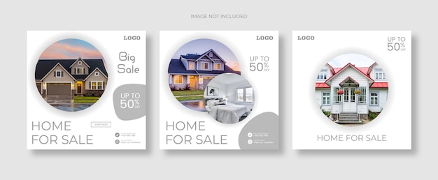 Modèle de bannière de vente immobilière de couleur blanche Pour les publications publicitaires de vente à domicile Annonces Instagram