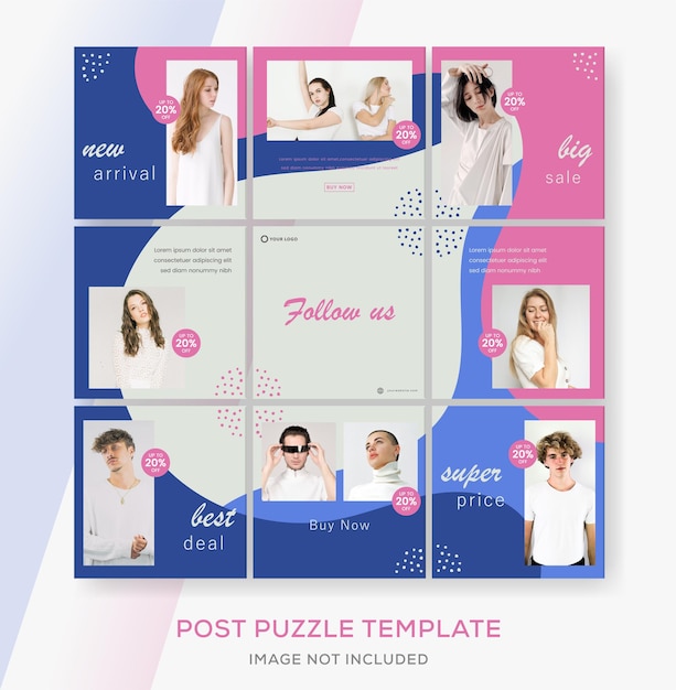 Modèle De Bannière De Vente De Mode Minimaliste Pour La Publication De Puzzle De Médias Sociaux.