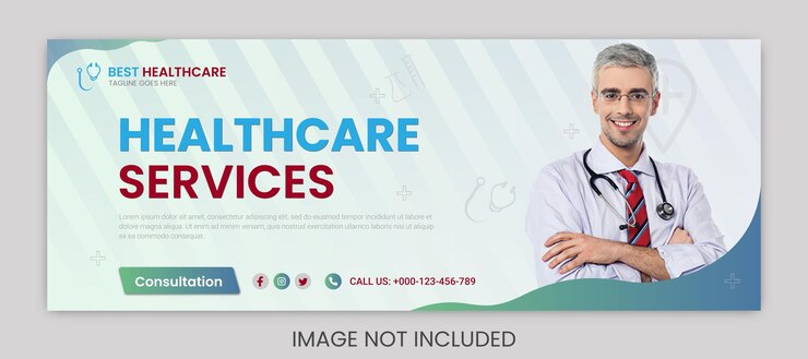 Modèle de bannière Web de couverture facebook médicale