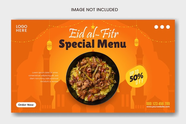 Modèle De Bannière Web De Menu Alimentaire Spécial Eid Al Fitr