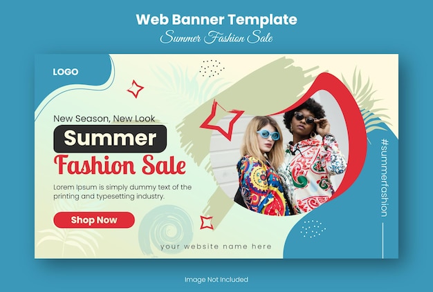 Vecteur modèle de bannière web pour la vente de mode d'été