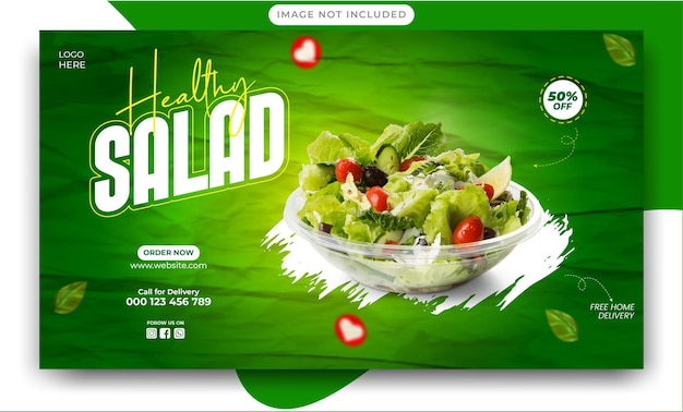 Vecteur modèle de bannière web de promotion de la salade vectorielle sur les médias sociaux