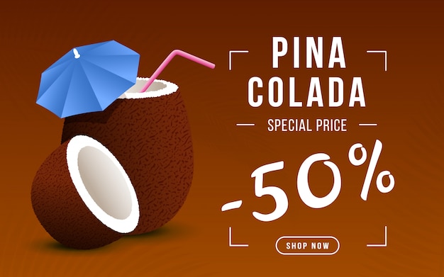 Modèle De Bannière Web Vente Pina Colada