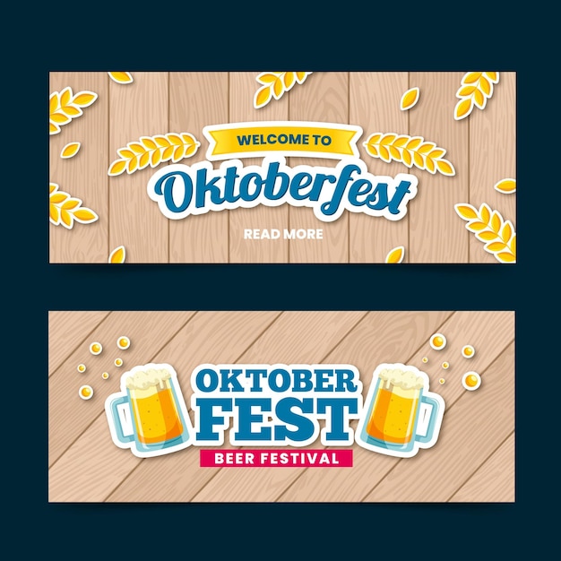 Vecteur modèle de bannières oktoberfest design plat