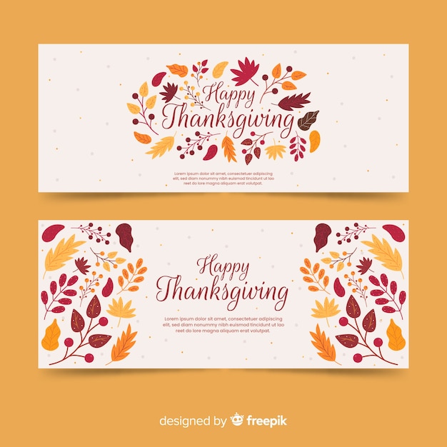 Modèle De Bannières Pour Le Thanksgiving Design Plat