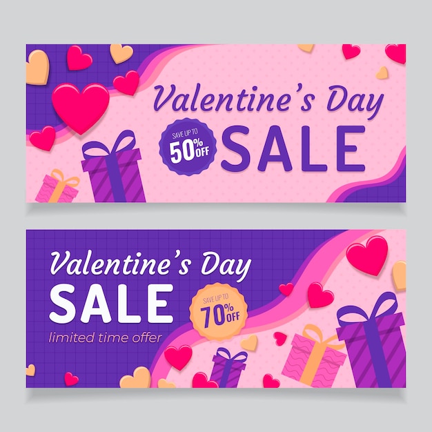 Modèle De Bannières De Vente Design Plat Saint Valentin