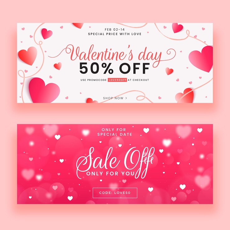 Vecteur modèle de bannières de vente saint valentin dessinés à la main