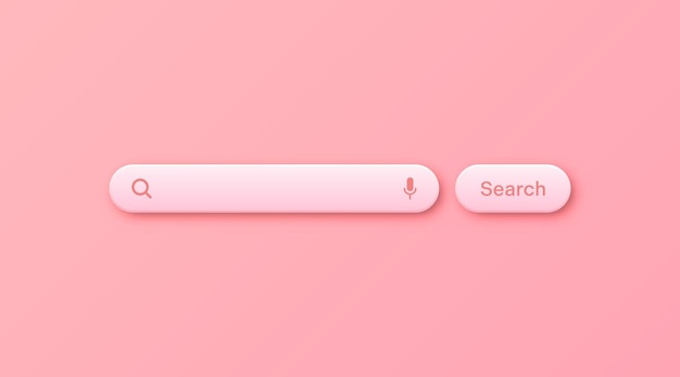 Modèle de barre de recherche 3D coloré moteur de navigateur Internet avec barre d'adresse de boîte de recherche et champ de texte