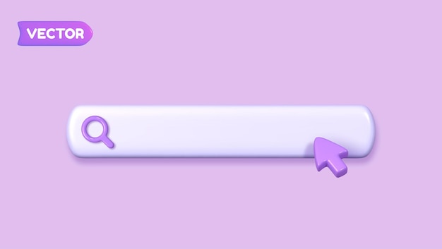 Modèle de barre de recherche 3D pour les sites Web Outil de navigation du navigateur Web avec une flèche de curseur de souris 3D