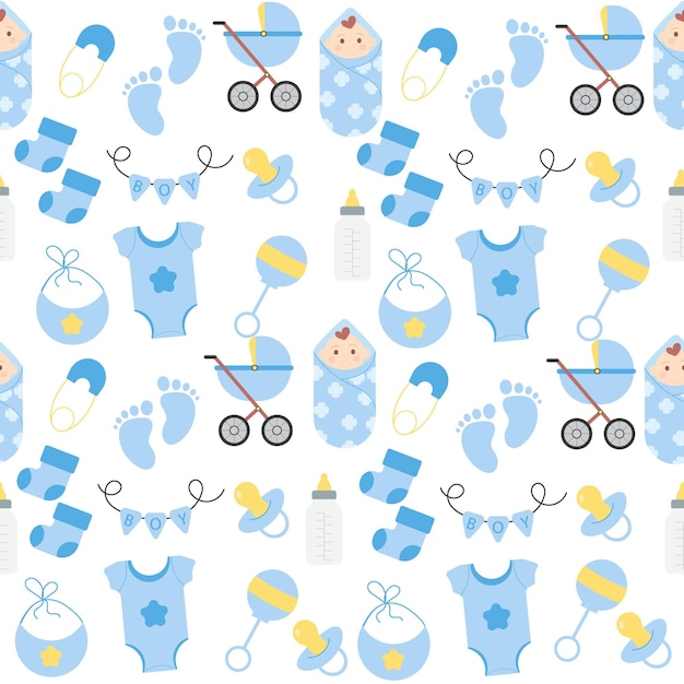 Modèle De Bébé Garçon Sans Couture Douches De Bébé Illustration Vectorielle