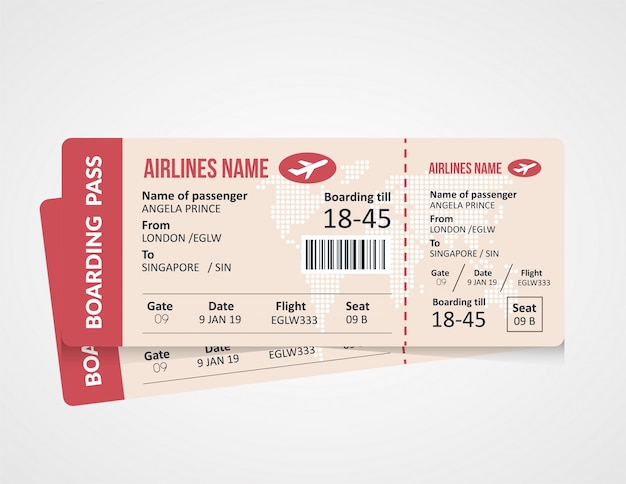 Modèle de billet de carte d'embarquement