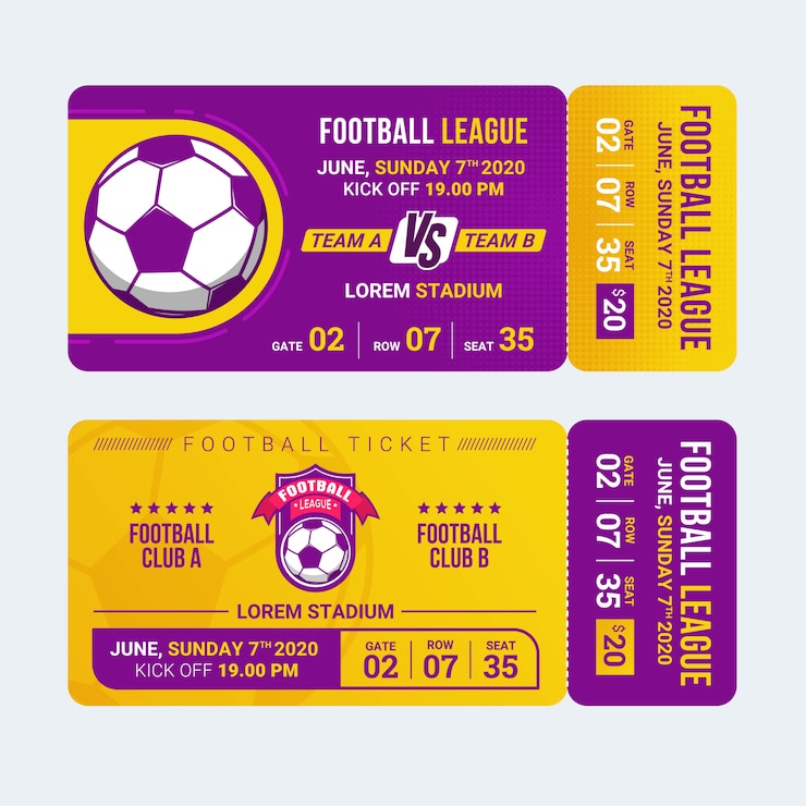 Vecteur modèle de billet d'entrée au football