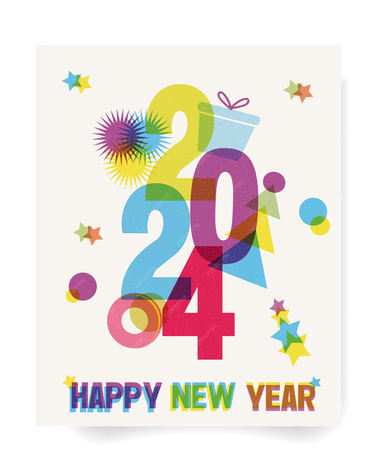 Modèle de bonne année 2024 Brochure Effet Risograph Vecteur Premium