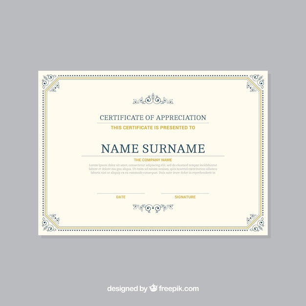 Modèle de bordure de certificat ornemental