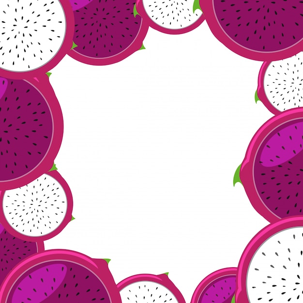 Modèle De Bordure Avec Dragonfruit