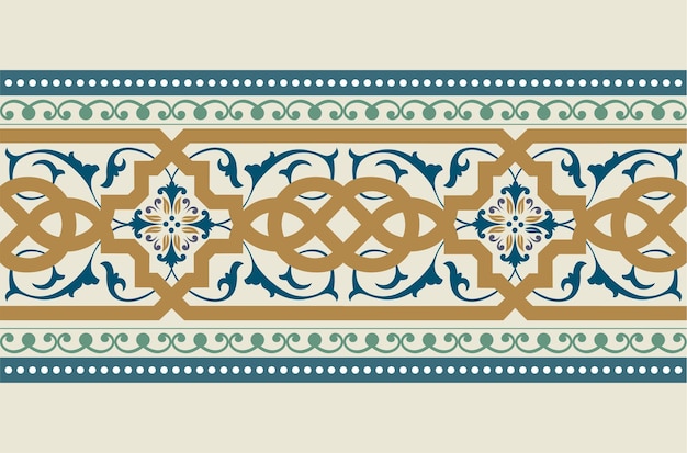 modèle de bordure sans couture florale arabe répétant la géométrie symétrique