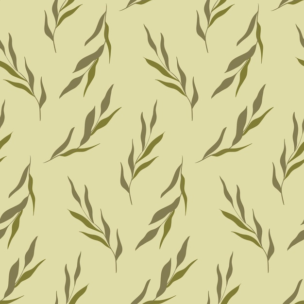 Modèle Botanique Simple Avec Des Brins De Feuilles Modèle Sans Couture Dans Un Style Moderne Minimaliste Composition Abstraite Des Feuilles Qui Tombent Vecteur De Couleurs Naturelles