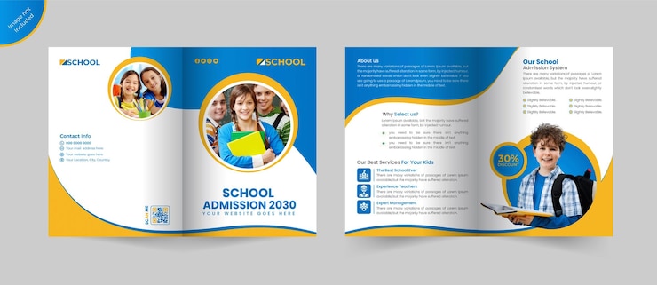 Vecteur modèle de brochure d'admission à l'école ou conception de brochure d'admission à l'école